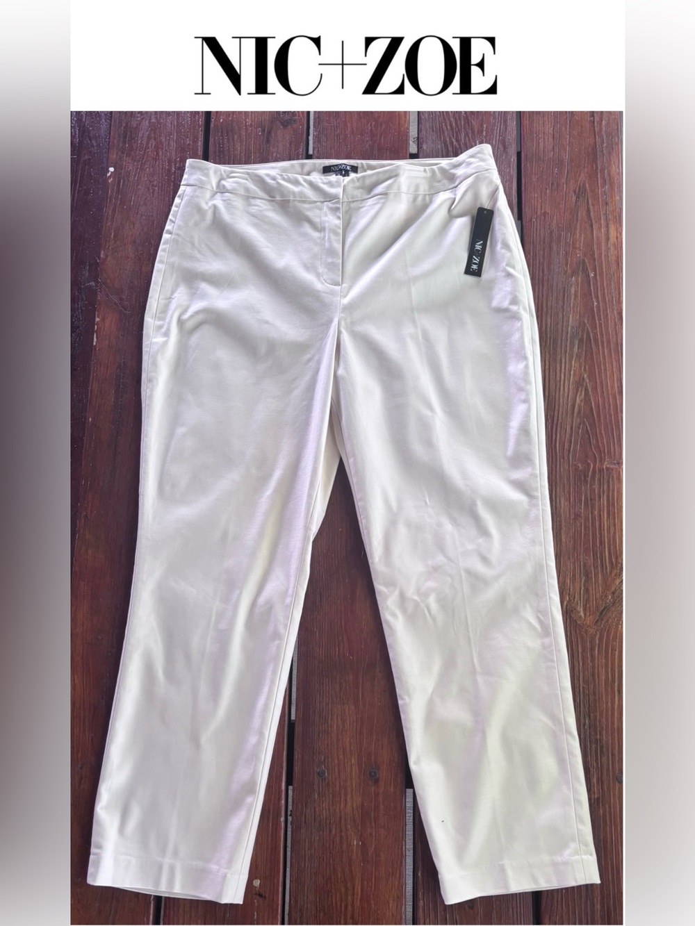 NWT NIC+ZOE Perfect Ankle Pants Sandshell White 14